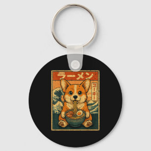 Llavero Corgi divertido de ramen kawaii fideos japoneses C