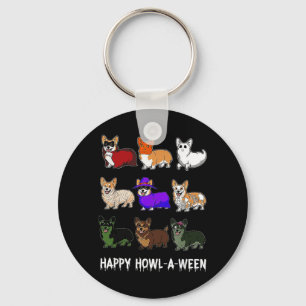 Llavero Corgi Divertido Perro Halloween Feliz Howl-o-ween