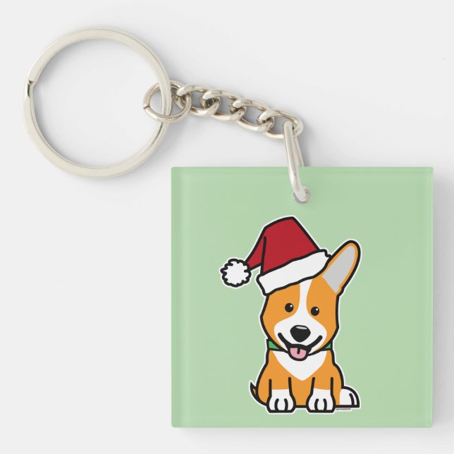 Llavero Corgi dog puppy Pembroke Welsh Christmas Santa hat (Frente)