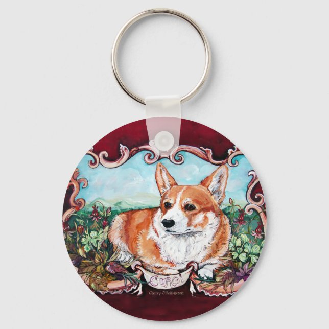 Llavero ¡Corgi en el jardín! (Anverso)