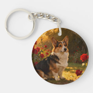 Llavero Corgi en las Rosas I