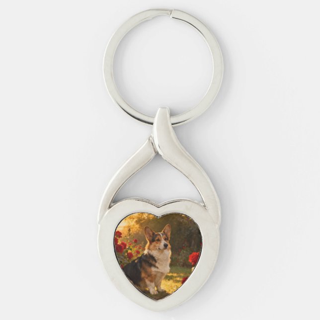 Llavero Corgi en las Rosas I (Anverso)