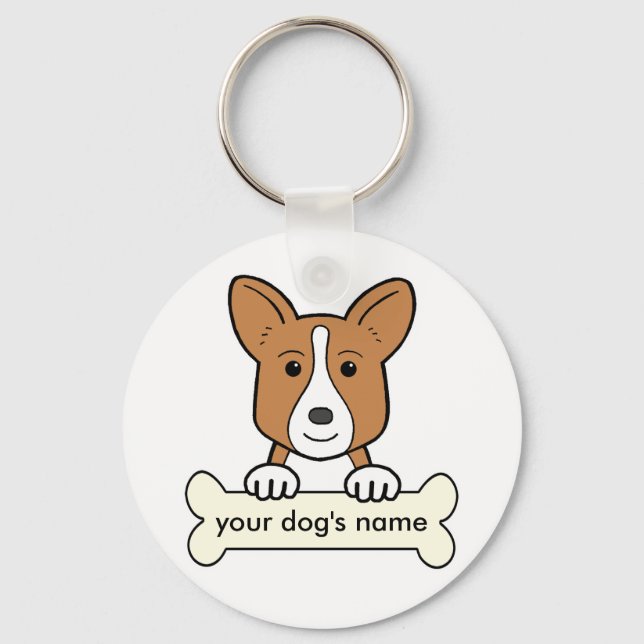 Llavero Corgi galés cardigan personalizado (Anverso)