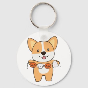 Llavero Corgi Happy Halloween Perro Costume Keychain