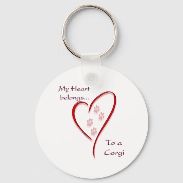 Llavero Corgi Heart Belongs Keychain (Anverso)
