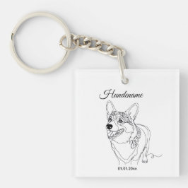 Llavero Corgi Line Art personalized dog