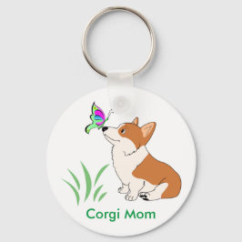 Llavero Corgi Mom con mariposa