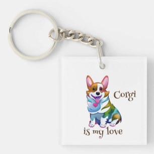 Llavero Corgi Naranja lindo para un ánimo positivo