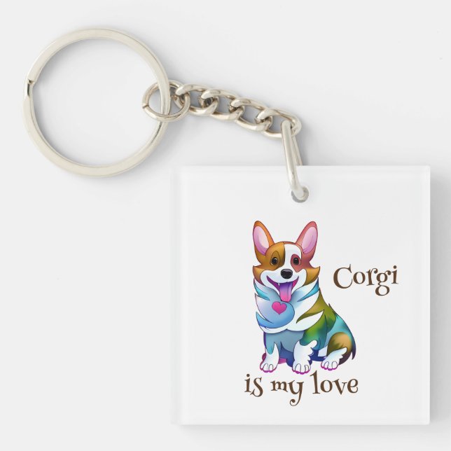 Llavero Corgi Naranja lindo para un ánimo positivo (Frente)