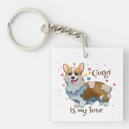 Llavero Corgi Naranja lindo para un ánimo positivo