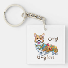 Llavero Corgi Naranja lindo para un ánimo positivo