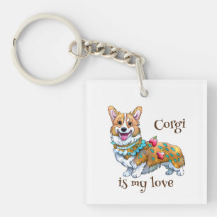 Llavero Corgi Naranja lindo para un ánimo positivo