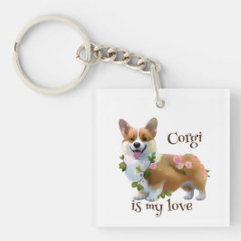 Llavero Corgi Naranja lindo para un ánimo positivo