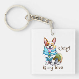 Llavero Corgi Naranja lindo para un ánimo positivo