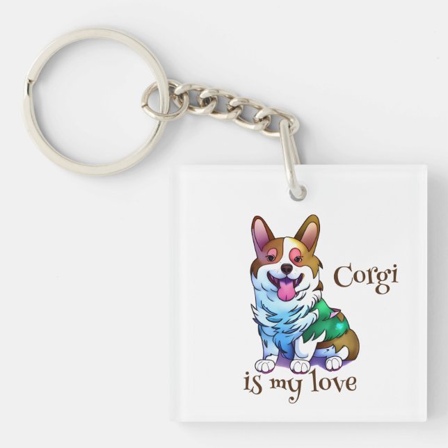 Llavero Corgi Naranja lindo para un ánimo positivo (Frente)