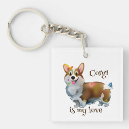 Llavero Corgi Naranja lindo para un ánimo positivo
