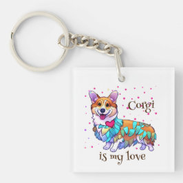 Llavero Corgi Naranja lindo para un ánimo positivo