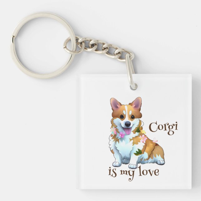 Llavero Corgi Naranja lindo para un ánimo positivo (Frente)