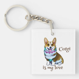 Llavero Corgi Naranja lindo para un ánimo positivo