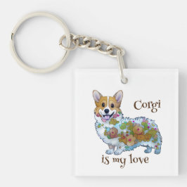 Llavero Corgi Naranja lindo para un ánimo positivo