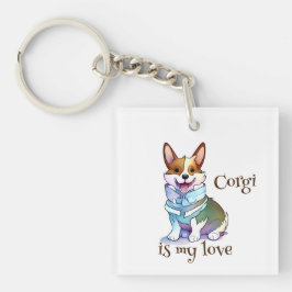 Llavero Corgi naranja lindo para un estado de ánimo positi