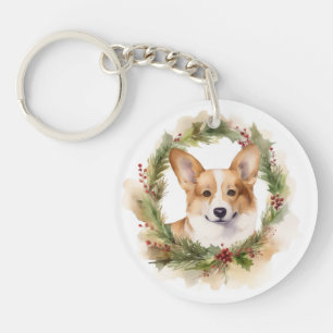 Llavero Corgi Navidades Wreath Festive Pup