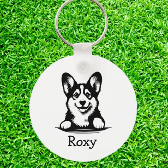 Llavero Corgi Puppy Tema Personalizado (Carry your love for Corgis everywhere with a personalized Corgi puppy keychain.)