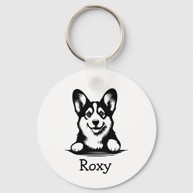 Llavero Corgi Puppy Tema Personalizado (Anverso)