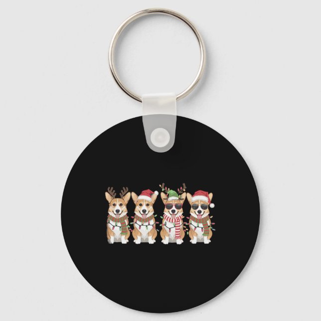 Llavero Corgi Santa Christmas Tree Enfoca a los chicos de  (Anverso)