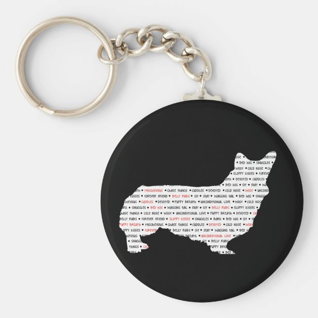 Llavero Corgi Word Art (Frente)