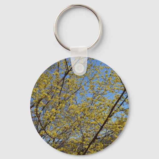 Llavero Cornelian Cherry Dogwood y Blue Sky Floral (Anverso)