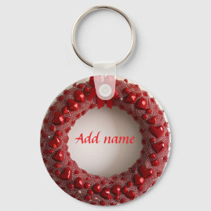 Llavero Corona de corazón decorativo con corazones rojos b