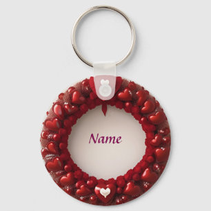 Llavero Corona de corazón decorativo con corazones rojos b