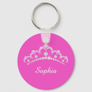 Llavero Corona de Diamante Blanco, Nombre de Script DIY, F