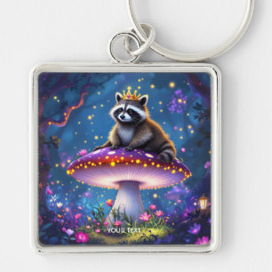 Llavero Corona de hongo de mapache lindo de fantasía