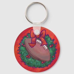Llavero Corona de Navidad Fútbol en Rojo