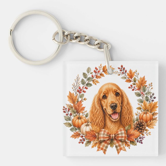 Llavero Corona de Otoño de Cocker Spaniel (Frente)