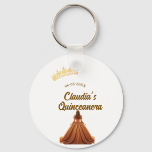 Llavero Corona de princesa quinceañera naranja cumpleaños