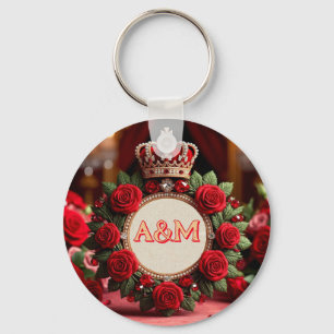 Llavero 👑 Corona de Rosa Personalizada con Monograma de N