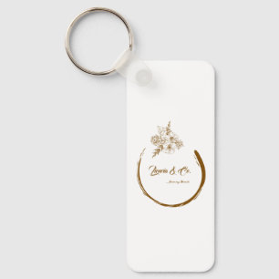 Llavero Corona floral de oro elegante personalizada