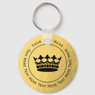 Llavero Corona negra - Relieve metalizado dorado falso Key