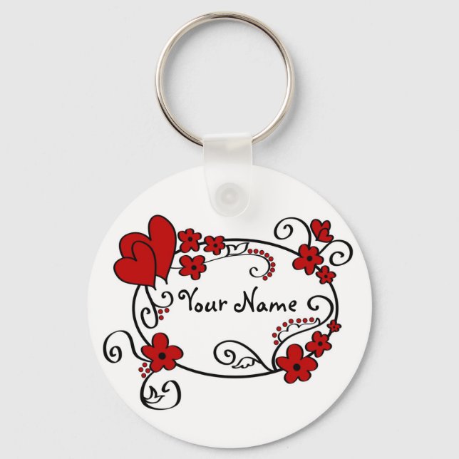Llavero Coros rojos y flores - Keychain (Anverso)
