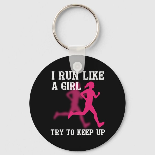 Llavero Corro como un Chica tratando de mantenerse al día (Anverso)