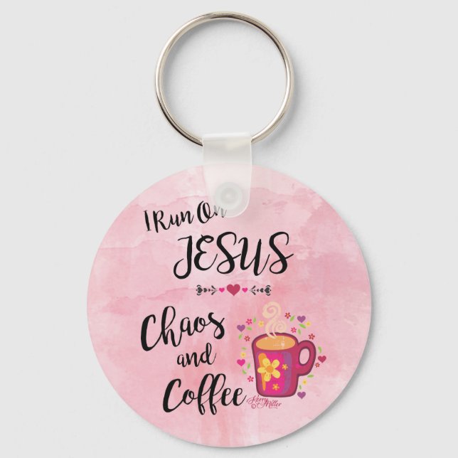 Llavero Corro Con Jesús, Caos Y Café (Anverso)