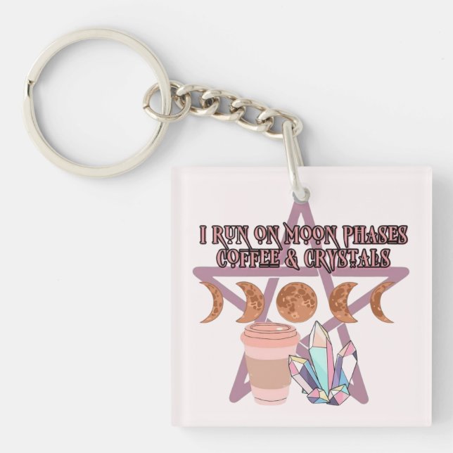 Llavero Corro en fases lunares, café y cristales (Frente)