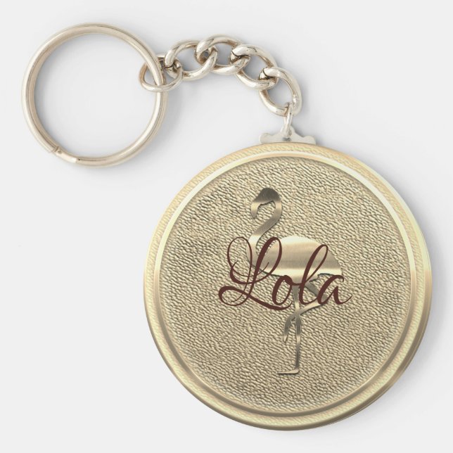 Llavero Cortar Flamingo de Oro Añadir texto (Frente)