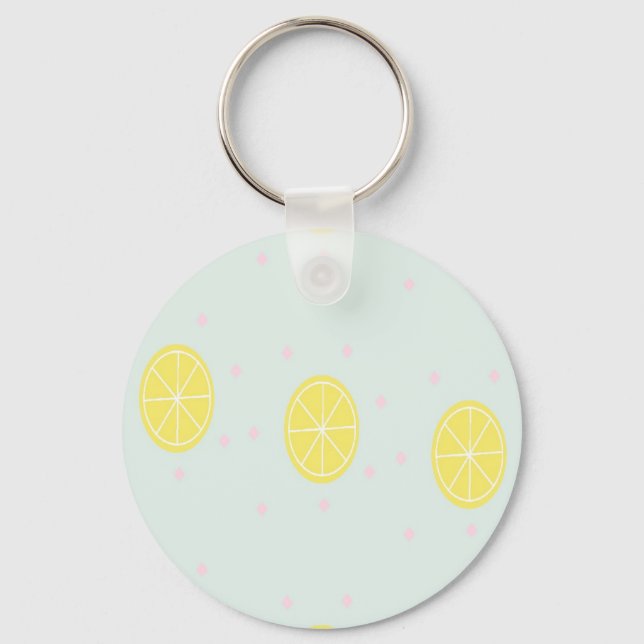 Llavero Cortes de limón amarillo en azul (Anverso)