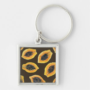 Llavero Cortes de papaya en marrón oscuro