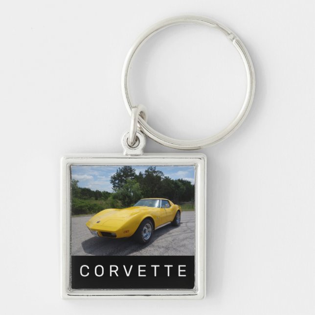 Llavero Corvette amarillo estilo clásico 1973 (Frente)