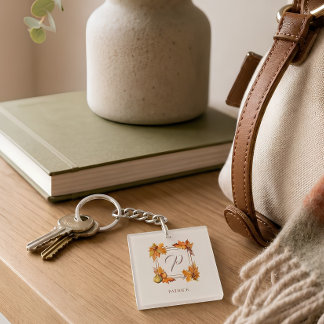 Llavero Cosecha de Otoño Monograma Personalizado